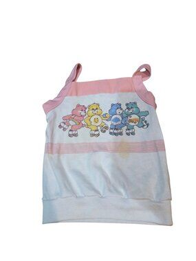 Care Bears Tank Top Girls Small White Pink Roller Skates Vintage Character Tee